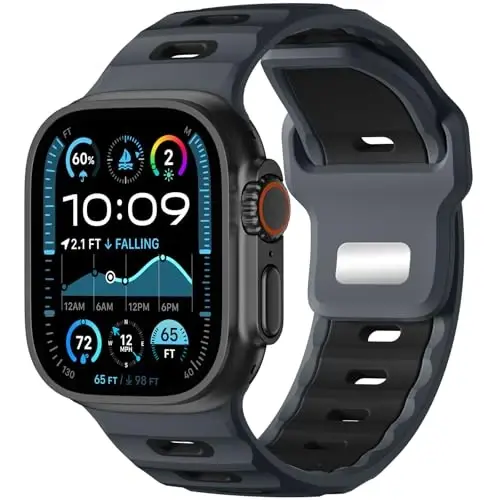 Wepro Apple Watch Ultra 3 Ultra 2 Ultra Band 49mm 46mm 45mm 44mm 42mm Erkek Spor Bantları, iWatch SE Serisi 11 10 9 8 7 6 5 4 3 2 1 için Su Geçirmez Yumuşak Silikon Sağlam Okyanus Hava Alabilen Kayış 