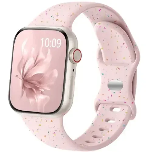 Wepro Cute Band for Apple Watch Bands 40mm SE 41mm Series 9 42mm Series 10 38mm Series 3 for Women Breathable Silicone Sport Band for iWatch Bands Series 8 7 6 5 4 2 1 Colorful Strap, Pink - Wepro