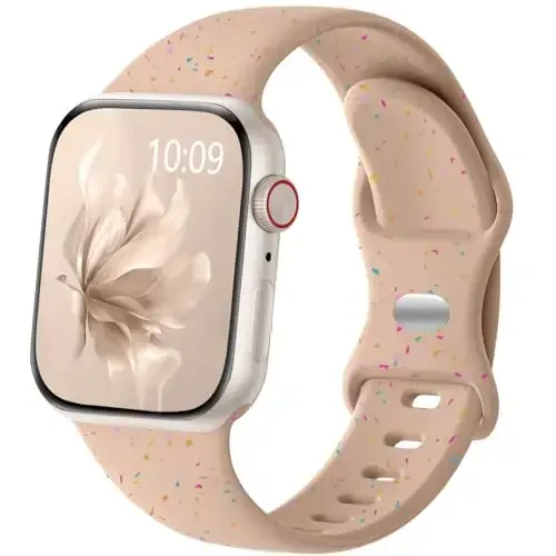 Wepro for Apple Watch Bands for Women 44mm SE 2nd generation 9 45mm 10 46mm Ultra 2 49mm 42mm for iWatch Bands Men Series 8 7 6 5 4 3 2 1 Silicone Sport Band Waterproof Breathable, MilkTea - 1