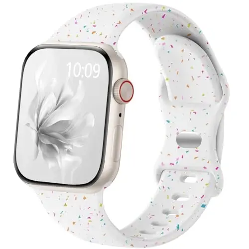 Wepro for Apple Watch Bands for Women 41mm 40mm 38mm 42mm for iWatch Bands for Men SE Series 10 9 8 7 6 5 4 2 1 Silicone Sport Band Breathable Waterproof Colorful Wristband, White - 1