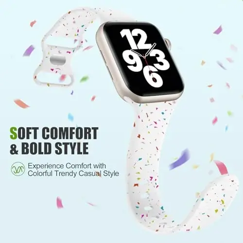 Wepro for Apple Watch Bands for Women 41mm 40mm 38mm 42mm for iWatch Bands for Men SE Series 10 9 8 7 6 5 4 2 1 Silicone Sport Band Breathable Waterproof Colorful Wristband, White - 3