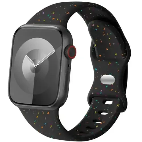 Wepro Silicone Sport Band Apple Watch Bands for Men 44mm SE Band Series 9 45mm Series 10 46mm Ultra 2 49mm Women 42mm for iWatch Bands Series 8 7 6 5 4 3 2 1 Breathable Colorful Strap Black 