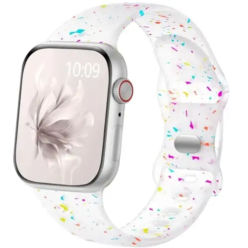 Wepro Silicone Sport Band for Apple Watch Band 46mm Series 10 45mm 9 8 7 44mm SE 6 5 4 Ultra 2 49mm 42mm for iWatch Bands Women Men Series 3 2 1 Breathable Colorful Band Transparent - Wepro