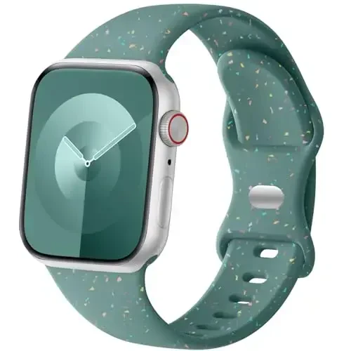 Wepro Silicone Sport Band for Apple Watch Series 9 Band 45mm SE 44mm 10 46mm 42mm Ultra 2 49mm for iWatch Bands Women Men Series 8 7 6 5 4 3 2 1 Breathable Waterproof Strap Colorful Green - 1