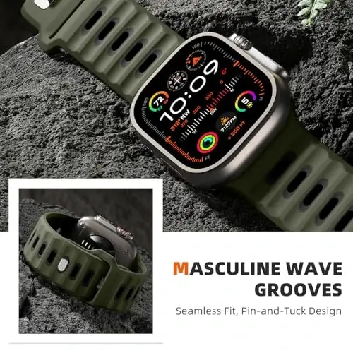 Wepro Sport Bands for Apple Watch Ultra 2 Ultra 3 Ultra Band 49mm 46mm 45mm 44mm 42mm for Men, Waterproof Soft Silicone Rugged Ocean Breathable Strap for iWatch Series 11 10 9 8 7 6 5 4 3 2 1 SE - 5