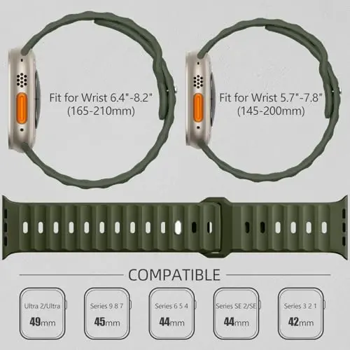 Wepro Spor Bantları Apple Watch Ultra 2/Ultra Band 49mm 46mm 45mm 44mm 42mm Erkekler için Uyumlu, Su Geçirmez Yumuşak Silikon Dayanıklı Okyanus Nefes Alabilir iWatch Serisi 10 9 8 7 6 5 4 3 2 1 SE için Kordon - 6