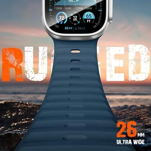 Wepro Sport Bands Compatible with Apple Watch Ultra 2/Ultra Band 49mm 46mm 45mm 44mm 42mm for Men, Waterproof Soft Silicone Rugged Ocean Breathable Strap for iWatch Series 10 9 8 7 6 5 4 3 2 1 SE - WEPRO (1)