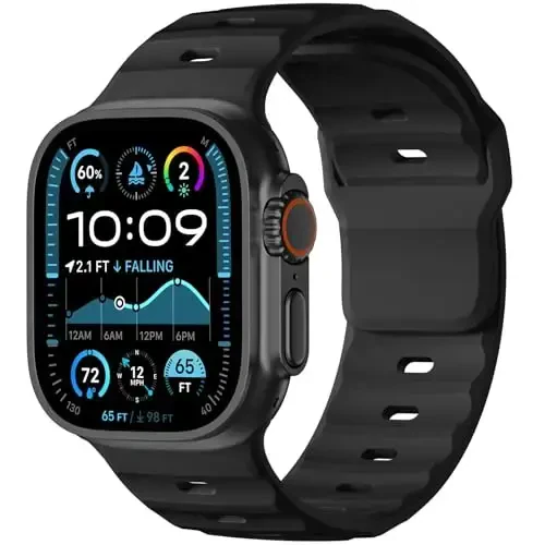 Wepro Sport Bands Compatible with Apple Watch Ultra 2/Ultra Band 49mm 46mm 45mm 44mm 42mm for Men, Waterproof Soft Silicone Rugged Ocean Breathable Strap for iWatch Series 10 9 8 7 6 5 4 3 2 1 SE 