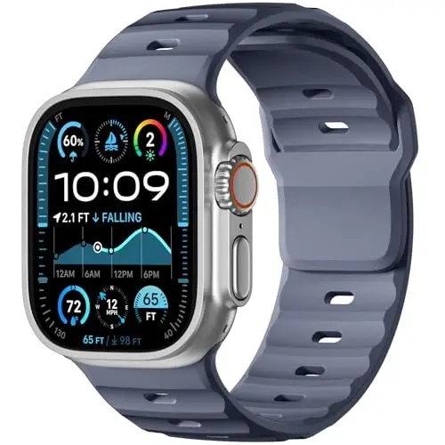 Wepro Spor Bantları Apple Watch Ultra 2/Ultra Band 49mm 46mm 45mm 44mm 42mm Erkekler için Uyumlu, Su Geçirmez Yumuşak Silikon Sağlam Okyanus Nefes Alabilir Kordon iWatch Serisi 10 9 8 7 6 5 4 3 2 1 SE için 