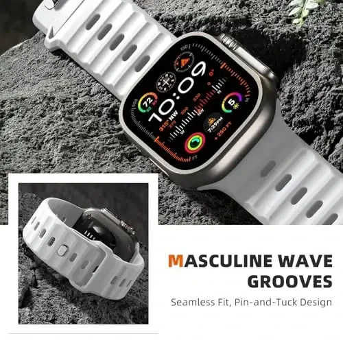 Wepro Sport Bands for Apple Watch Ultra 2 Ultra 3 Ultra Band 49mm 46mm 45mm 44mm 42mm for Men, Waterproof Soft Silicone Rugged Ocean Breathable Strap for iWatch Series 11 10 9 8 7 6 5 4 3 2 1 SE - 5