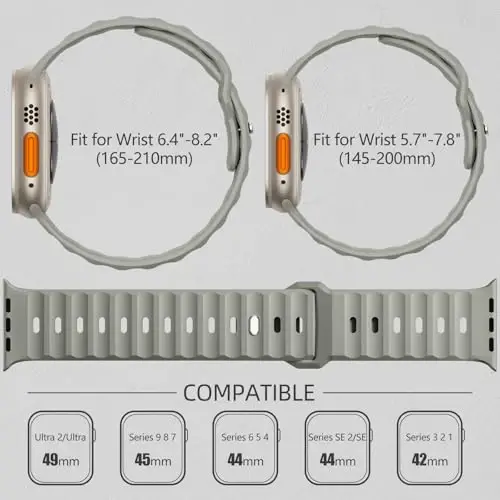 Wepro Spor Kordonlar Apple Watch Ultra 2/Ultra Kordon 49mm 46mm 45mm 44mm 42mm Erkeklerle Uyumlu, Su Geçirmez Yumuşak Silikon Sağlam Okyanus Nefes Alabilen iWatch Serisi 10 9 8 7 6 5 4 3 2 1 SE için Kayış - 6