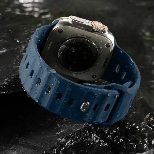 Wepro Spor Kordonlar Apple Watch Ultra 2/Ultra Kordon 49mm 46mm 45mm 44mm 42mm Erkeklerle Uyumlu, Su Geçirmez Yumuşak Silikon Sağlam Okyanus Nefes Alabilir Kayış iWatch Serisi 10 9 8 7 6 5 4 3 2 1 SE için - 9
