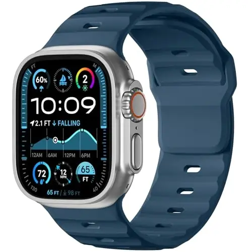 Wepro Spor Kordonlar Apple Watch Ultra 2/Ultra Kordon 49mm 46mm 45mm 44mm 42mm Erkeklerle Uyumlu, Su Geçirmez Yumuşak Silikon Sağlam Okyanus Nefes Alabilir Kayış iWatch Serisi 10 9 8 7 6 5 4 3 2 1 SE için 