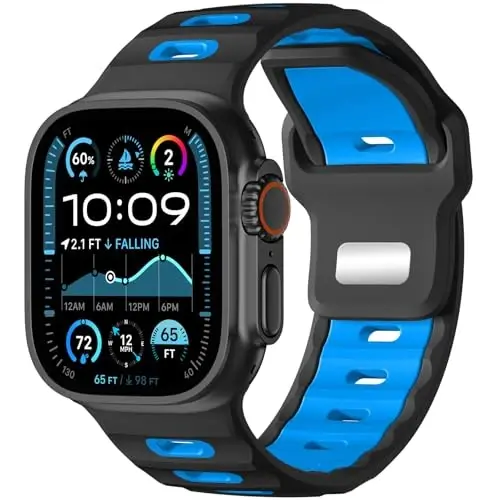 Wepro Spor Kordonlar Apple Watch Ultra 2/Ultra Kordon 49mm 46mm 45mm 44mm 42mm ile Uyumlu Erkekler için, Su Geçirmez Yumuşak Silikon Dayanıklı Okyanus Hava Alabilir Kayış iWatch Serisi 10 9 8 7 6 5 4 3 2 1 SE 