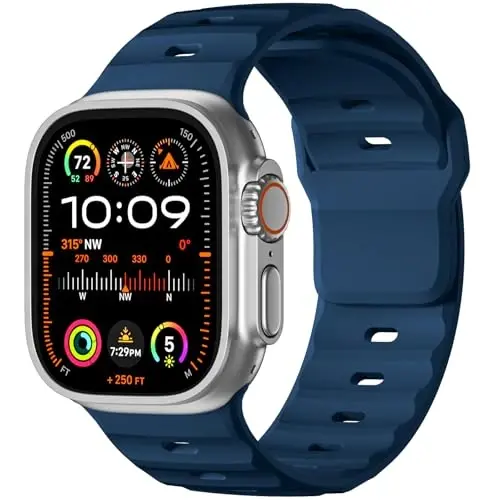 Wepro Spor Kordonlar Apple Watch Ultra 2/Ultra Kordon 49mm 46mm 45mm 44mm 42mm ile Uyumlu Erkekler için, Su Geçirmez Yumuşak Silikon Dayanıklı Okyanus Hava Alan Kayış iWatch Serisi 10 9 8 7 6 5 4 3 2 1 SE - 7