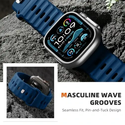 Wepro Spor Kordonlar Apple Watch Ultra 2/Ultra Kordon 49mm 46mm 45mm 44mm 42mm ile Uyumlu Erkekler için, Su Geçirmez Yumuşak Silikon Dayanıklı Okyanus Hava Alan Kayış iWatch Serisi 10 9 8 7 6 5 4 3 2 1 SE - 11