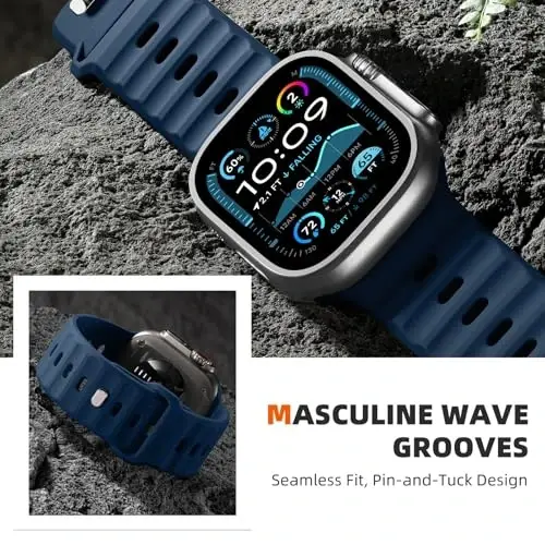 Wepro Spor Kordonlar Apple Watch Ultra 2/Ultra Kordon 49mm 46mm 45mm 44mm 42mm ile Uyumlu Erkekler için, Su Geçirmez Yumuşak Silikon Sağlam Okyanus Nefes Alabilen Kayış iWatch Serisi 10 9 8 7 6 5 4 3 2 1 SE - 12