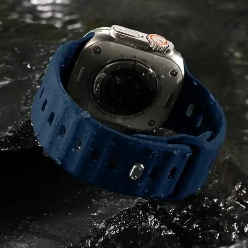 Wepro Spor Kordonlar Apple Watch Ultra 2/Ultra Kordon 49mm 46mm 45mm 44mm 42mm ile Uyumlu Erkekler için, Su Geçirmez Yumuşak Silikon Sağlam Okyanus Nefes Alabilen Kayış iWatch Serisi 10 9 8 7 6 5 4 3 2 1 SE - 3