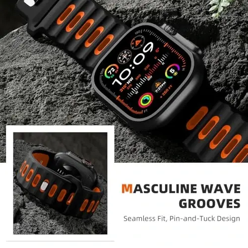 Wepro Spor Kordonları Apple Watch Ultra 2/Ultra Kordon 49mm 46mm 45mm 44mm 42mm Erkekler için Uyumlu, Su Geçirmez Yumuşak Silikon Sağlam Okyanus Nefes Alabilen iWatch Serisi 10 9 8 7 6 5 4 3 2 1 SE için Kordon - 10