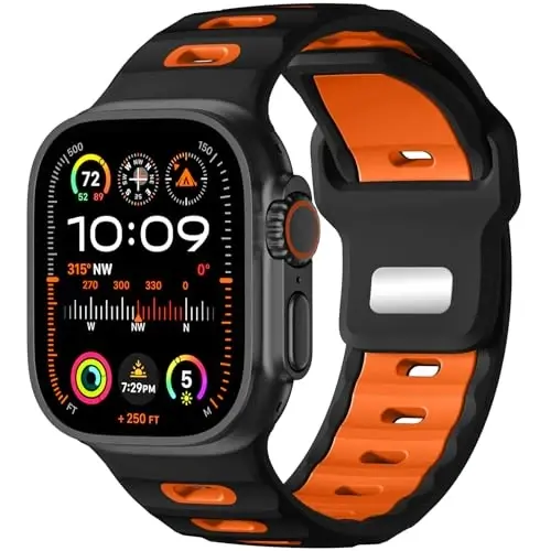 Wepro Spor Kordonları Apple Watch Ultra 2/Ultra Kordon 49mm 46mm 45mm 44mm 42mm Erkekler için Uyumlu, Su Geçirmez Yumuşak Silikon Sağlam Okyanus Nefes Alabilen iWatch Serisi 10 9 8 7 6 5 4 3 2 1 SE için Kordon - 1
