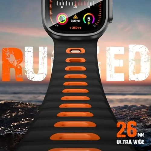 Wepro Spor Kordonları Apple Watch Ultra 2/Ultra Kordon 49mm 46mm 45mm 44mm 42mm Erkekler için Uyumlu, Su Geçirmez Yumuşak Silikon Sağlam Okyanus Nefes Alabilen iWatch Serisi 10 9 8 7 6 5 4 3 2 1 SE için Kordon - 2