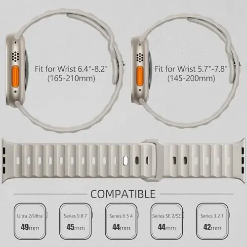 Wepro Sport Bands for Apple Watch Ultra 2/Ultra/Ultra 3 Band 49mm 46mm 45mm 44mm 42mm for Men, Waterproof Soft Silicone Rugged Ocean Breathable Strap for iWatch Series 11 10 9 8 7 SE 6 5 4 3 2 1 - 5