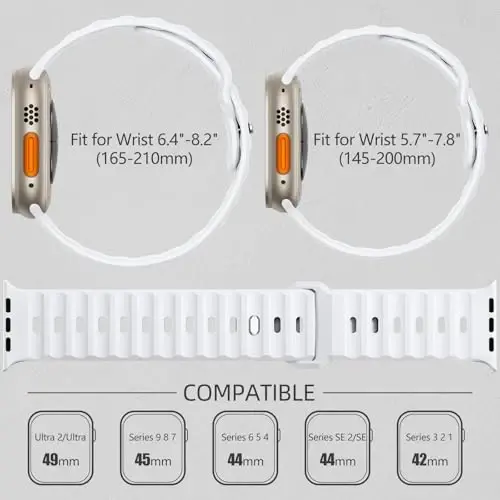 Wepro Spor Kordonları Apple Watch Ultra 2/Ultra Kordon 49mm 46mm 45mm 44mm 42mm Erkeklerle Uyumlu, Su Geçirmez Yumuşak Silikon Sağlam Okyanus Nefes Alabilen iWatch Serisi 10 9 8 7 6 5 4 3 2 1 SE için Kordon - 6