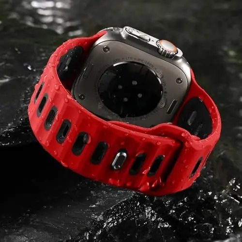 Wepro Spor Kordonları Apple Watch Ultra 2/Ultra Kordon 49mm 46mm 45mm 44mm 42mm Erkeklerle Uyumlu, Su Geçirmez Yumuşak Silikon Sağlam Okyanus Nefes Alabilir Kayış iWatch Serisi 10 9 8 7 6 5 4 3 2 1 SE için - 3