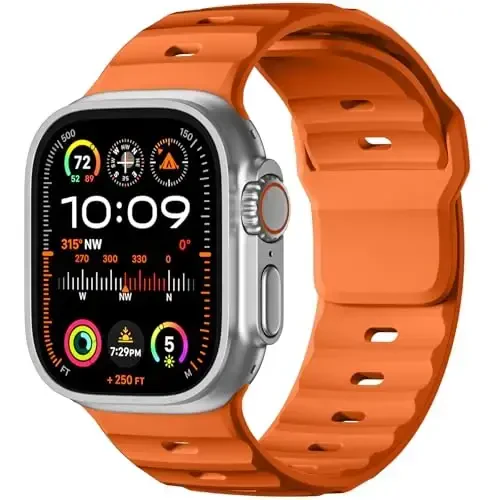 Wepro Sport Bands Compatible with Apple Watch Ultra 2/Ultra Band 49mm 46mm 45mm 44mm 42mm for Men, Waterproof Soft Silicone Rugged Ocean Breathable Strap for iWatch Series 10 9 8 7 6 5 4 3 2 1 SE 