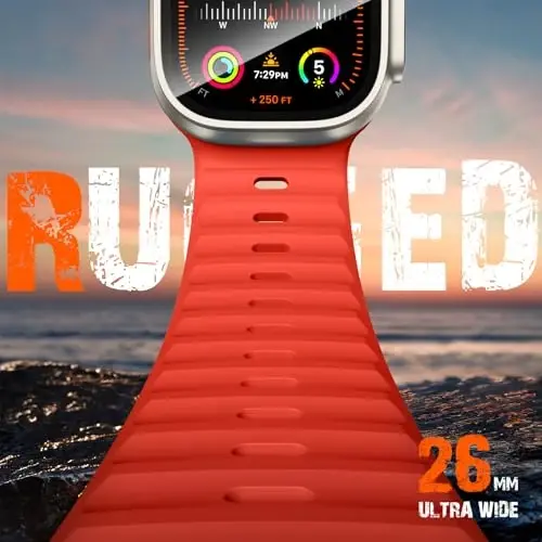 Wepro Sport Apple Watch Ultra 2/Ultra Band 49mm 46mm 45mm 44mm 42mm bilan mos keladi, erkaklar uchun suv o'tkazmaydigan yumshoq silikon mustahkam okean nafas oladigan tasma iWatch Series 10 9 8 7 6 5 4 3 2 1 SE - WEPRO (1)
