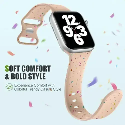Wepro Sport Band for Apple Watch Bands 44mm 45mm 46mm Ultra 2 49mm 42mm Breathable Waterproof Silicone Band for iWatch Bands Women Men SE Series 10 9 8 7 6 5 4 3 2 1 Colorful Strap MilkTea - 3