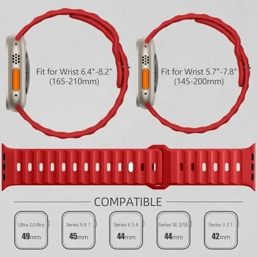 Wepro Sport Band for Apple Watch Ultra 4 3 2 1 49mm 46mm 45mm 44mm 42mm Men | Soft Silicone, Rugged Ocean Waterproof Breathable Strap, for iWatch Bands Ultra 4 3 2 1 Series 12 11 10 9 8 7 6 5 4 SE 3 2 1 - 6