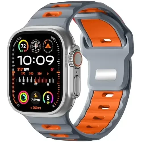 Wepro Sport Bands Apple Watch Ultra 2/Ultra Band 49mm 46mm 45mm 44mm 42mm erkaklar uchun mos keladi, suv o'tkazmaydigan yumshoq silikon mustahkam Ocean nafas oladigan iWatch Series 10 9 8 7 6 5 4 3 2 1 SE uchun tasma 