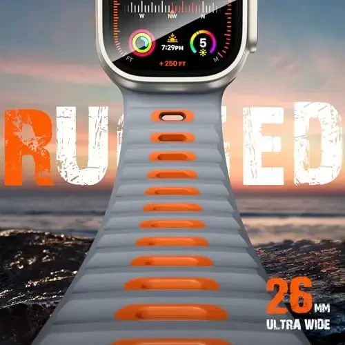 Wepro Sport Bands Apple Watch Ultra 2/Ultra Band 49mm 46mm 45mm 44mm 42mm erkaklar uchun mos keladi, suv o'tkazmaydigan yumshoq silikon mustahkam Ocean nafas oladigan iWatch Series 10 9 8 7 6 5 4 3 2 1 SE uchun tasma - 2