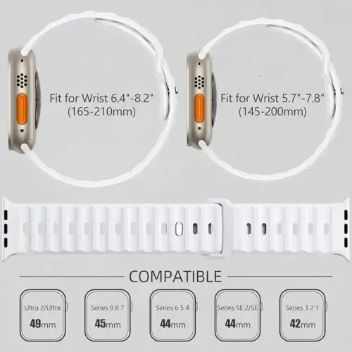 Wepro Sport Bands for Apple Watch Ultra 2 Ultra 3 Ultra Band 49mm 46mm 45mm 44mm 42mm for Men, Waterproof Soft Silicone Rugged Ocean Breathable Strap for iWatch Series 11 10 9 8 7 6 5 4 3 2 1 SE - 6