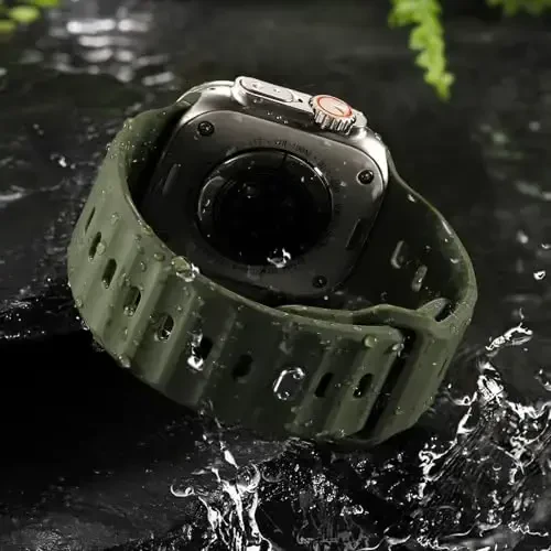 Wepro Sport Bands Apple Watch Ultra 2/Ultra Band 49mm 46mm 45mm 44mm 42mm erkaklar uchun mos keladi, suv o'tkazmaydigan yumshoq silikon mustahkam okean nafas oladigan iWatch Series 10 9 8 7 6 5 4 3 2 1 SE uchun tasma - 3