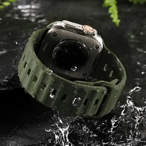 Wepro Sport Bands Apple Watch Ultra 2/Ultra Band 49mm 46mm 45mm 44mm 42mm erkaklar uchun mos keladi, suv o'tkazmaydigan yumshoq silikon mustahkam okean nafas oladigan iWatch Series 10 9 8 7 6 5 4 3 2 1 SE uchun tasma - 3