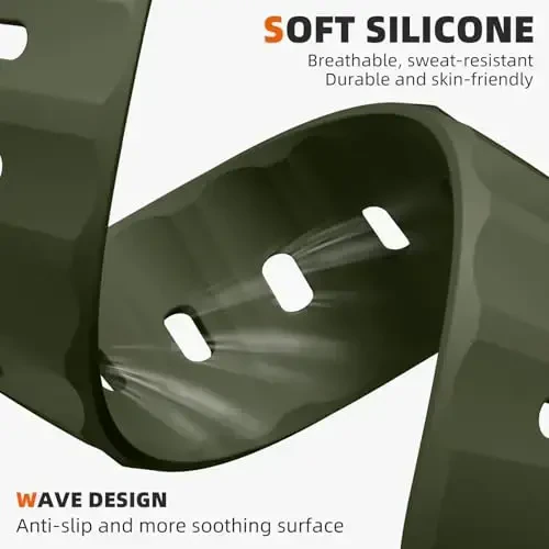 Wepro Sport Bands Apple Watch Ultra 2/Ultra Band 49mm 46mm 45mm 44mm 42mm erkaklar uchun mos keladi, suv o'tkazmaydigan yumshoq silikon mustahkam okean nafas oladigan iWatch Series 10 9 8 7 6 5 4 3 2 1 SE uchun tasmalar - 4