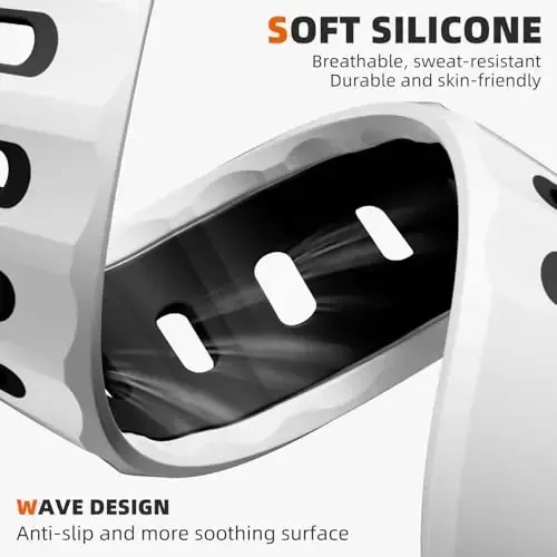 Wepro Sport Bands Apple Watch Ultra 2/Ultra Band 49mm 46mm 45mm 44mm 42mm erkaklar uchun mos keladi, suv o'tkazmaydigan yumshoq silikon mustahkam okean nafas oladigan tasma iWatch Series 10 9 8 7 6 5 4 3 2 1 SE uchun - 3