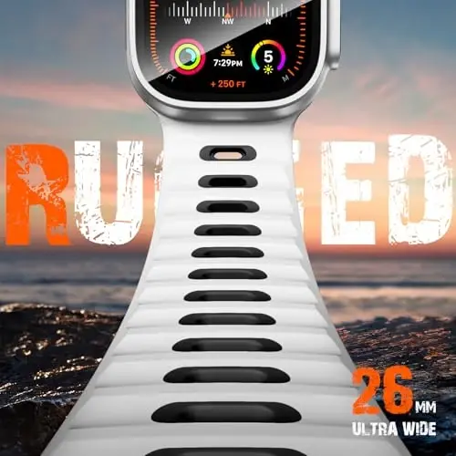 Wepro Sport Bands Apple Watch Ultra 2/Ultra Band 49mm 46mm 45mm 44mm 42mm erkaklar uchun mos keladi, suv o'tkazmaydigan yumshoq silikon mustahkam okean nafas oladigan tasma iWatch Series 10 9 8 7 6 5 4 3 2 1 SE uchun - 2