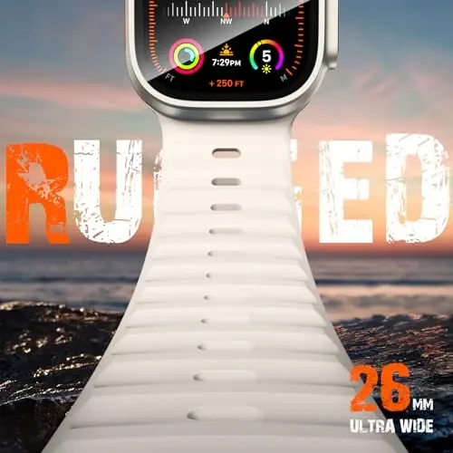 Wepro Sport Bands Apple Watch Ultra 2/Ultra Band 49mm 46mm 45mm 44mm 42mm erkaklar uchun mos keladi, suv o'tkazmaydigan yumshoq silikon mustahkam okean nafas oladigan tasma iWatch Series 10 9 8 7 6 5 4 3 2 1 SE uchun - WEPRO (1)