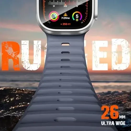 Wepro Sport Bands Apple Watch Ultra 2/Ultra Band 49mm 46mm 45mm 44mm 42mm erkaklar uchun mos keladi, suv o'tkazmaydigan yumshoq silikon Rugged Ocean Breathable Strap iWatch Series 10 9 8 7 6 5 4 3 2 1 SE uchun - 3