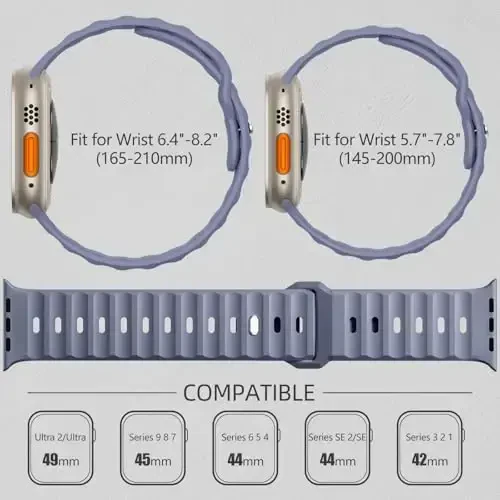 Wepro Sport Bands Apple Watch Ultra 2/Ultra Band 49mm 46mm 45mm 44mm 42mm erkaklar uchun mos keladi, suv o'tkazmaydigan yumshoq silikon Rugged Ocean Breathable Strap iWatch Series 10 9 8 7 6 5 4 3 2 1 SE uchun - 5