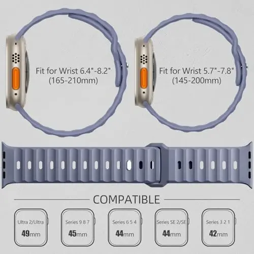 Wepro Sport Bands Apple Watch Ultra 2/Ultra Band 49mm 46mm 45mm 44mm 42mm erkaklar uchun mos keladi, suv o'tkazmaydigan yumshoq silikon Rugged Ocean Breathable Strap iWatch Series 10 9 8 7 6 5 4 3 2 1 SE uchun - 5