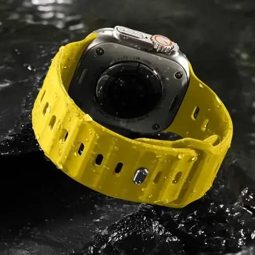 Wepro Sport Bands Apple Watch Ultra 2/Ultra Band 49mm 46mm 45mm 44mm 42mm erkaklar uchun mos keladi, suv o'tkazmaydigan yumshoq silikon Rugged Ocean nafas oladigan iWatch Series 10 9 8 7 6 5 4 3 2 1 SE uchun tasma - 3