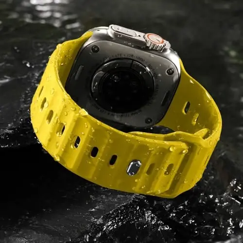 Wepro Sport Bands Apple Watch Ultra 2/Ultra Band 49mm 46mm 45mm 44mm 42mm erkaklar uchun mos keladi, suv o'tkazmaydigan yumshoq silikon Rugged Ocean nafas oladigan iWatch Series 10 9 8 7 6 5 4 3 2 1 SE uchun tasma - 3