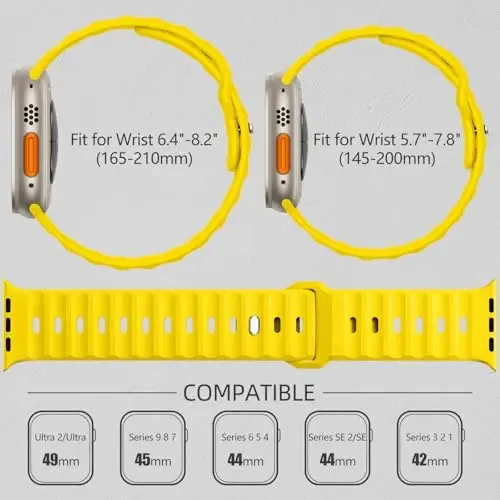 Wepro Sport Bands Apple Watch Ultra 2/Ultra Band 49mm 46mm 45mm 44mm 42mm erkaklar uchun mos keladi, suv o'tkazmaydigan yumshoq silikon Rugged Ocean nafas oladigan iWatch Series 10 9 8 7 6 5 4 3 2 1 SE uchun tasma - 6