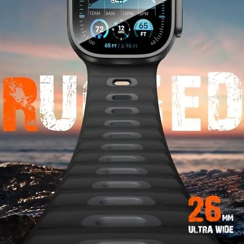 Wepro Sport Bands Apple Watch Ultra 2/Ultra Band 49mm 46mm 45mm 44mm 42mm erkaklar uchun mos keladi, suv o'tkazmaydigan yumshoq silikon Rugged Ocean nafas oladigan iWatch Series 10 9 8 7 6 5 4 3 2 1 SE uchun tasma - WEPRO (1)
