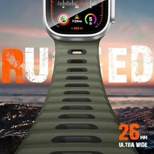 Wepro Sport Bands Apple Watch Ultra 2/Ultra Band 49mm 46mm 45mm 44mm 42mm erkaklar uchun mos keladi, suvga chidamli yumshoq silikon mustahkam Ocean nafas oladigan tasmasi iWatch Series 10 9 8 7 6 5 4 3 2 1 SE uchun - 2