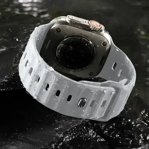 Wepro Sport Bands Apple Watch Ultra 2/Ultra Band 49mm 46mm 45mm 44mm 42mm erkaklar uchun mos, suv o'tkazmaydigan yumshoq silikon mustahkam Ocean nafas oladigan iWatch Series 10 9 8 7 6 5 4 3 2 1 SE uchun tasma - 3